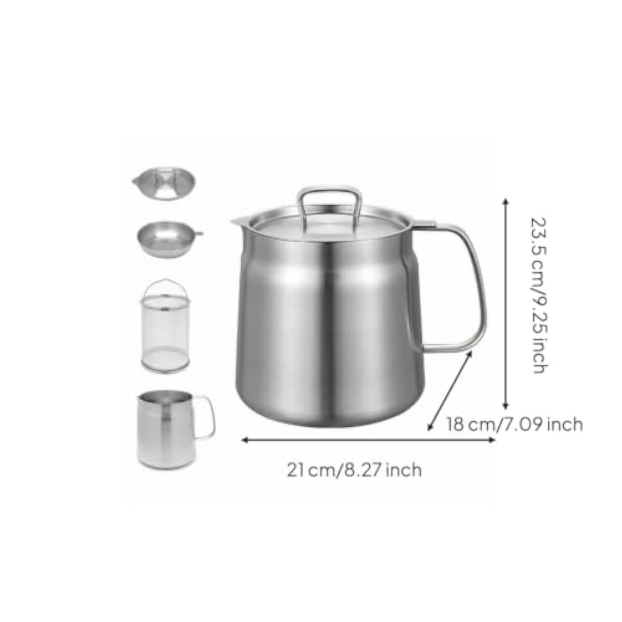 Heat-Resistant Stainless Steel Oil Container with Fine-Mesh Strainer