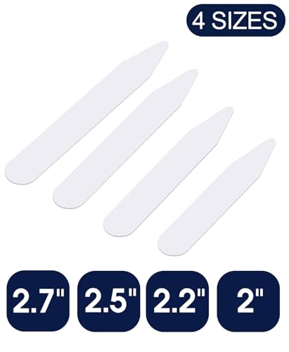 image for vivinin 112P Dress Shirt Collar Inserts, White Plastic Collar Stays wi