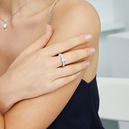 TIKJE 925 Sterling Silver Wedding Rings for Women Engagement Band Bridal Ring Promise Eternity Band Size 5-12 Valentine's Day Gift2