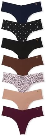 Victoria's Secret No Show Thong Panty Pack, Women's Underwear (XS-XXL), Multicoloured, Large, Multicolored, L