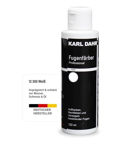 Karl Dahm® Fugenfärber Weiß 120 ml – Hochwertige Fugenfarbe für Innen & Außen | Wasser- & schmutzabweisend | Einfache Anwendung - Art.12300