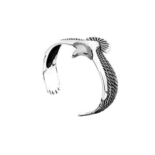 Eagle Cuff Bracelet - Fashion Vintage Rock Punk Bangle Cuff Wristband Bracelet, Eagle Cuff Wrisband Open Ended Bangle (Silver)