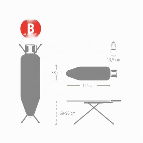 Miniatura 7 de Brabantia - Tabla De Planchar B - Con Soporte Para Plancha De Vapor - Compacta Plegable - Altura Ajustable - Patas Antideslizantes - Funda De Algodón De Ajuste Fresh Breeze - 124 X 38 Cm