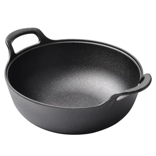 Cast Iron Ingot Pot and Double Ears Having Household Pot Thickened Small Frying Pan for Soup Application Uncoated Nonstick Surface for Slow Coo (25CM)