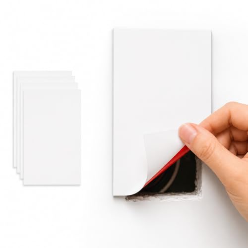Rubber Bond Self-Adhesive Rubber Wall Outlet Cover Plate 5 Pack - Easy to Apply Peel & Stick Drywall Hole Patch - 5x3 Inch Screwless Blank Wall Plate Cover - Premium Rubber Wall Hole Cover (White)