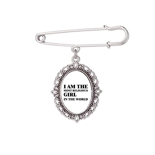 Broche Art Déco "I Am The Religious Girl" en taille M pour robe et chemise