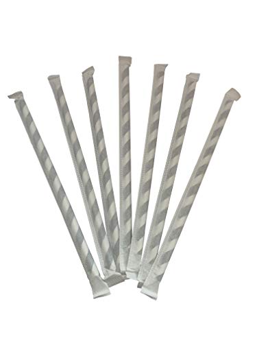 Kingseal Fsc Certified Disposable Paper Drinking Straws, Paper Wrapped, 7.75" Length X 6Mm Diameter, Black Swirl Stripe, Biodegradable, Earth Friendly, Bulk Pack - 400 Straws Per Box #TOP1