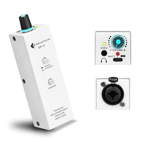 Portable Headphone Amp for Drummers & Musicians - Rechargeable, XLR/TRS Input & 3.5mm Output, Stereo/Mono Switch for in-Ear Monitor, Keyboardists & Bassists