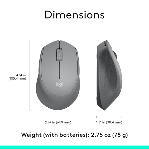 Logitech M330 Silent Wireless Mouse, 2.4GHz with USB Receiver, Optical Tracking, Quiet & Lightweight, Long Battery Life, for PC, Mac, Laptop, Chromebook - Grey by Logitech - Image 8