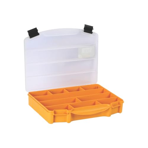 Perel boîte d’assortiment en plastique avec 10 compartiments fixes, couvercle transparent, empilable, pour vis, écrous, clous et petites pièces, atelier, garage et loisirs