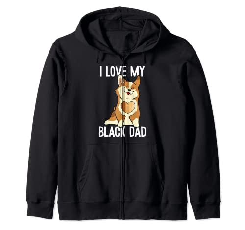 I Love My Black Dad Black History Mese Carino Corgi Cane BLM Felpa con Cappuccio