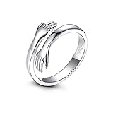 MASOP VOGU Hug Rings for Women - Sterling Silver Adjustable Ring, Silver Rings for Couples