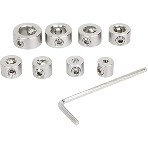 Tiefenstopp für Bohrer, XiXiRan 8 tlg Stellungsregler Ring Positionierer Tiefenbegrenzer, Bohrer Tiefenanschlag, Tiefenstopp mit Sechskantschlüssel für Bohrer Holzbearbeitung 3-10mm Cover