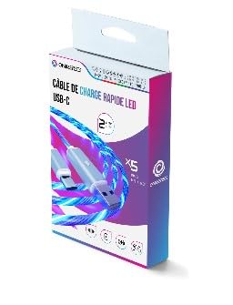 LED USB Cable, USB-A to USB-C, Compatible with PS5 Pro Slim Xbox Series X|S Switch PC MAC Android iPhone 15, 2 meters, Fast Charging Charger, 5 Lighting Modes, USB Type C