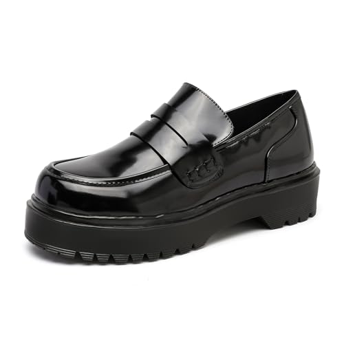 Image of MEMON Womens Vintage Oxford Shoes,Casual Low Heel Loafers for Women,Round Toe Chunky Black Platform Oxford Shoes for Women,Comfort Dress Shoes