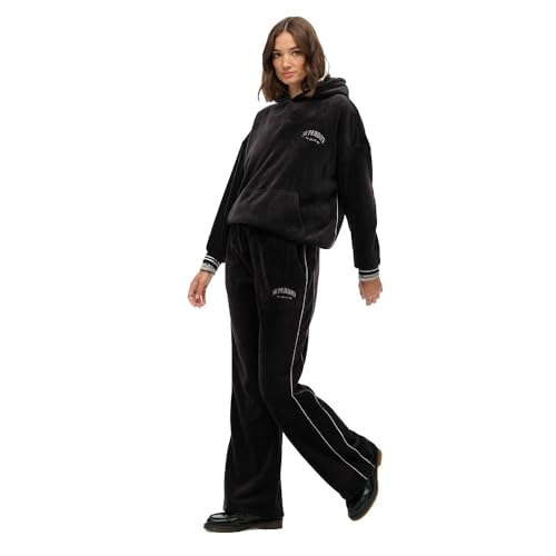 Superdry Para Mujer. W7011274A PantalóN Country Club Velour Straight Negro (Xl), Casual, PoliéSter - 5