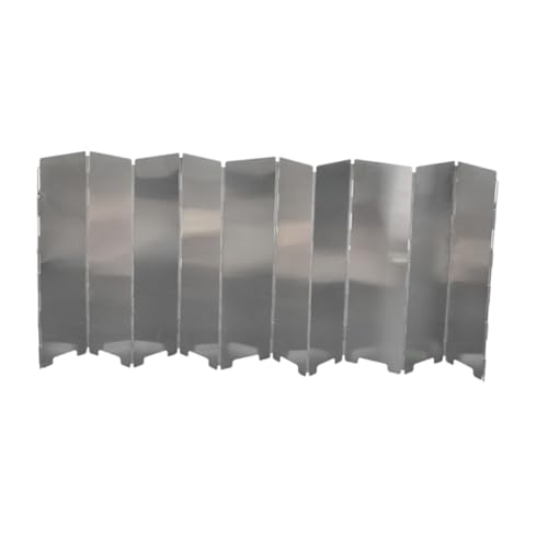 Alasum Parabrisas Plegable para Estufa Exterior de Aluminio Placas Resistentes al Viento con Caja de Almacenamiento Accesorio para Camping Picnic y Senderismo