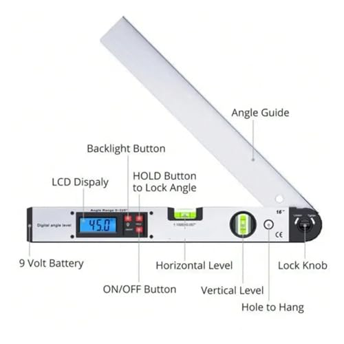 Niveau rapporteur numérique 0-225° LCD pour angle horizontal et vertical