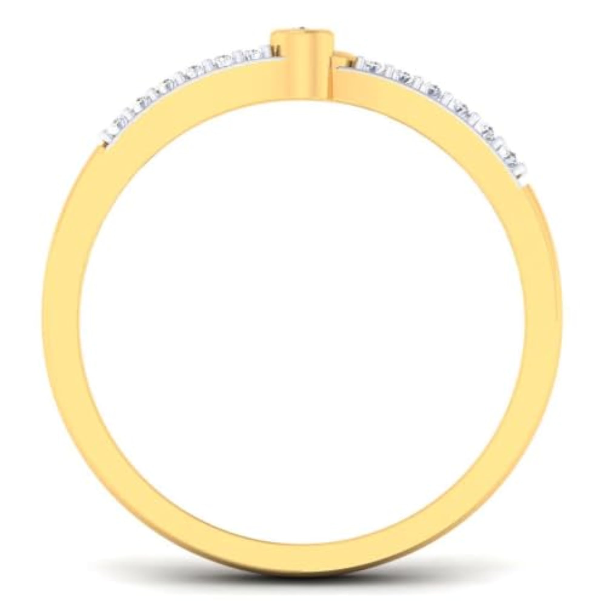 Women's Minimal Open Wave Diamond Style Ring, Elegant Everyday Fashion