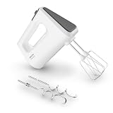 Krups 3 Mix 4000 Handmixer, 450 Watt, robustes Design, variabler Geschwindigkeitsregler, Turbo- und Auswurf-Funktion, inkl. 2 Rührbesen und 2 Knethaken, weiß/grau, GN4001