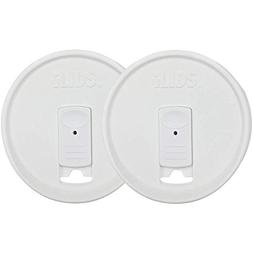 iLIDS Mason Jar Drink Lid, Wide Mouth, USA Made, White, Pack of 2