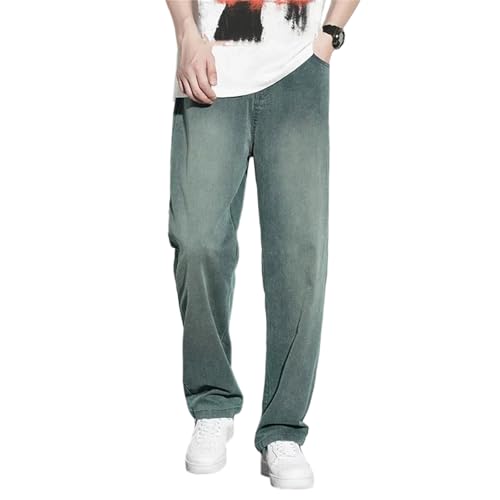 Men's Summer Big Tall Jeans Stretch Pants Extra Long Straight Leg Elastic Waist Loose Sports Trousers