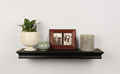 High & Mighty 515611 Decorative 24" Floating Shelf Holds Up To 20Lbs, Easy Tool-Free Dry Wall Installation, Beveled, Retail Packaging, Black #TOP3