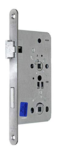 BKS Badezimmer Türschloss Objektqualität 0515 Kl. III mit Vierkant 60/78/8, Edelstahl Stulp: 20 x 235mm abgerundet, DIN Links incl. SN-TEC® Montageset