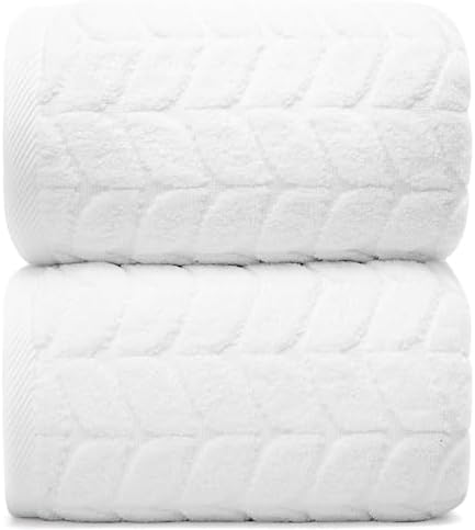 Ultra Soft & Stylish 700 GSM Luxury Bath Sheets | Pack of 2 | Extra Large 35x70 Inches | 100% Zero-Twist, Long-Staple Cotton | Remarkably Absorbent (White) - Thumbnail 2