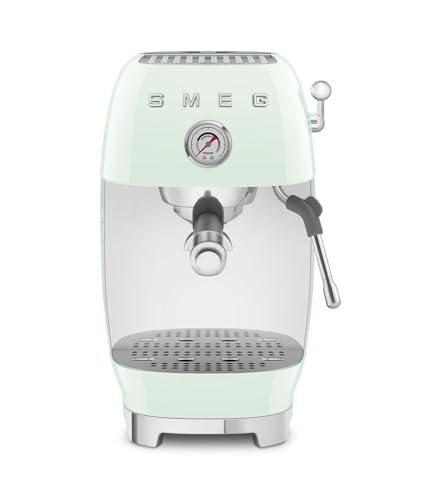 Smeg, Machine à Café Espresso Manuelle ECF03PGEU, Thermoblock, Fonction Cold Brew, Buse Vapeur et Manomètre, Réservoir de 1,4 L, 1650 W, Vert d'Eau