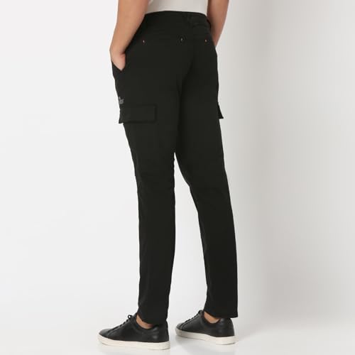 Image of Spykar Men's Regular Fit Mid Rise Pants