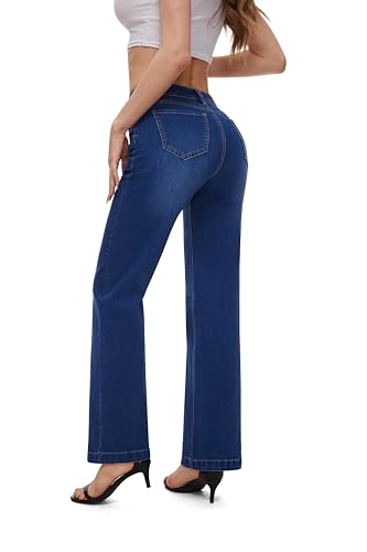 FLYING BANANA Women's High Waisted Wide Leg Baggy Jeans Stretchy Loose Denim Pants3