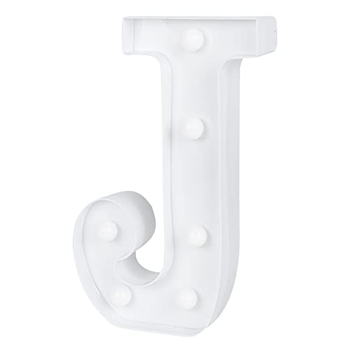 Image of Restaurantware Illumify 6.9 x 1.2 x 8.7 Inch Light Up Letter 1 Durable Marquee LED Light - Letter J Touchproof White Plastic Party Light Keyhole Slot For Parties Weddings Or Special Events