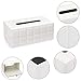 Sumnacon Rectangular Leather Tissue Box Cover - Stylish Tissue Box Holder with Magnetic Bottom, Decorative PU Tissue Box for Vanity Dresser Night Stand Table Countertop Home Office Car,Grid White