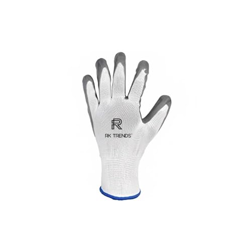 Image of Nitrile Coated Safety Gloves, Heavy Duty, Multipurpose (Pack of 36 Pairs, White - Grey)