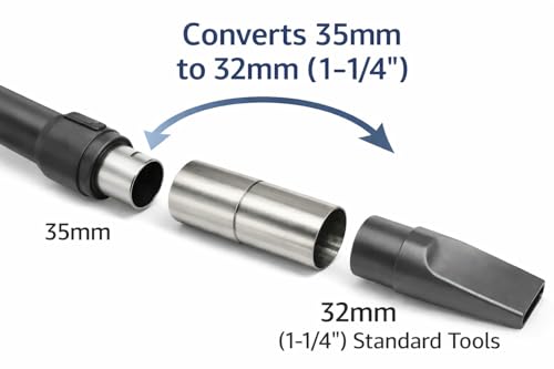 Replacement Metal Adapter for Miele Vacuums – Converts 35mm to 32mm (1-1/4\") – Fits Standard Vacuum Wands & Tools