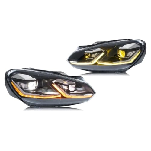 Phares LED pour VW Golf 6 MK6 projecteur DRL ligne argentée avant 2009-2014
