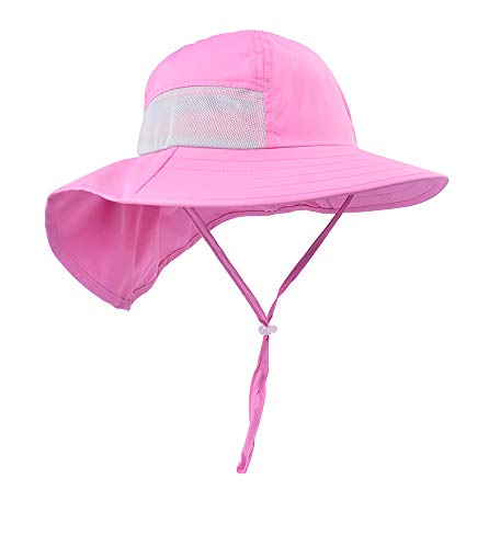 Sun hat for Girl Kids Sun hat Protecting Sun Hats with Neck Flap Coral Pink