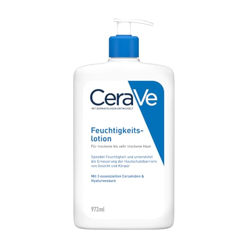 CeraVe Feuchtigkeitslotion Leichte Körperlotion für trockene bis sehr trockene und zu Neurodermitis neigende Haut geeignet Für Körper und Gesicht Mit Hyaluron und 3 essenziellen Ceramiden 973ml