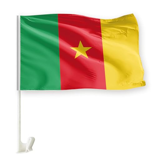 Bandera de coche de Camerún con soporte resistente para ventana 10pcs 2