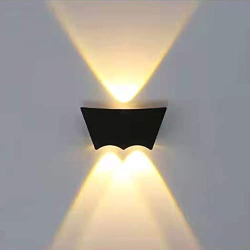 JANXLE Luces de Pared LED Exteriores hacia Arriba y hacia Abajo Lámparas de Pared para Exteriores de Aluminio a Prueba de Agua IP65 para jardín, Patio, casa, 9W, Blanco cálido (Negro)