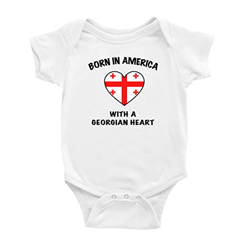 Born in America With a Georgian Heart Funny Baby Clothing Bodysuits for Boy Girl