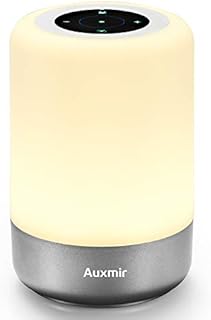 Auxmir Bedside Table Lamp, LED Touch Night Light with USB Rechargeable, 3 Light Modes & 8 Colors, Brightness Adjustable Lamp for Reading Working Sleeping, Portable Night Lamp for Bedroom Kids