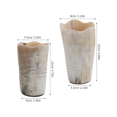 Tazas de cuerno vikingo artesanales en pack de 2 unidades con capacidades de 350ml y 200ml 3