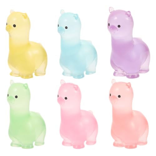 Image of ABOOFAN Mini Resin Alpaca 6Pack Glow in the Dark Animal Ornament Dollhouse Alpaca Ornament Figurines Ornaments for Fairy Garden Aquarium Micro Landscape Home Office Decor