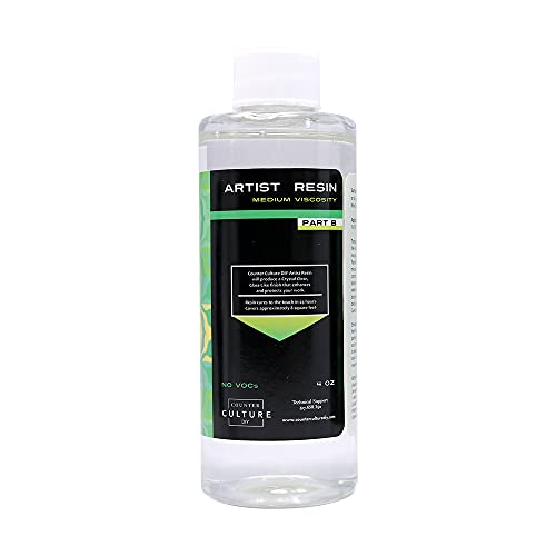 Counter Culture DIY Clear Artist Resin, Medium Viscosity, 8 oz Kit, Art Epoxy Supplies for Metallic Stains Acrylic 100% Solids Easy Coat No VOCs Scratch UV Heat Resistant to 500 Degrees 3 31cnpvkA IS