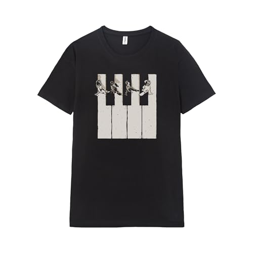 Image of Pampling T-Shirt 100% Cotton with Short Sleeve, Unisex Fit with Original Patterns in 5 Sizes, T-Shirt Black, Model Music is The Way (M)
