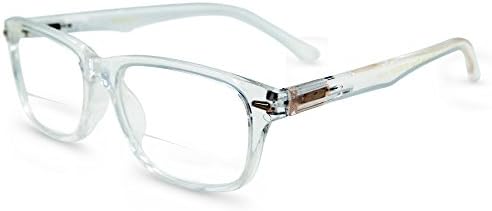 In Style Eyes Seymore Retro Bifocal Cheaters Reading Glasses - Full-Rimmed Classic Oval Acetate Frame - Non-Progressive Lens - Crystal Clear - 2.0x