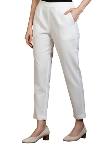 Image of Leriya Fashion Linen Loose Pants for Woman |Linen Trouser for Women | Ankle Length Straight Pant Women | Ladies Loose Pants Woman with Elastic Closure |High Waist Formal Office Trousers