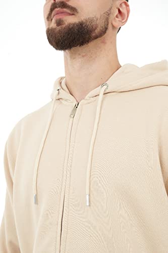 M17 Mens Recycled Zip Up Hoodie Casual Hooded Sweatshirt Hoody Zipper Plain Top Long Sleeve Jacket (S, Stone) - Image 3